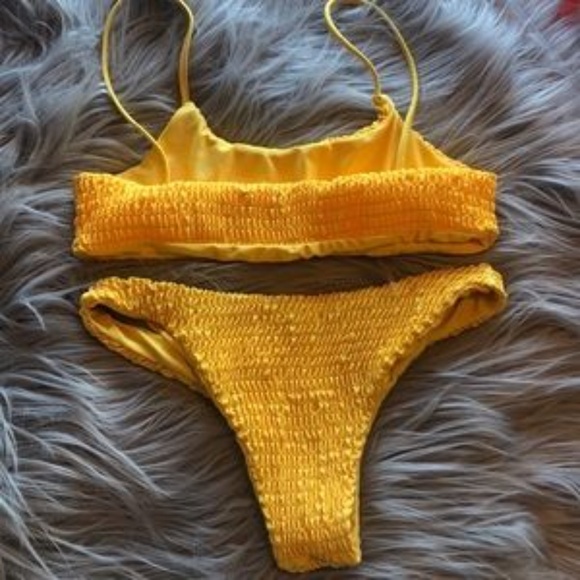 Zaful Yellow Smocked Bikini Set - Picture 2 of 3